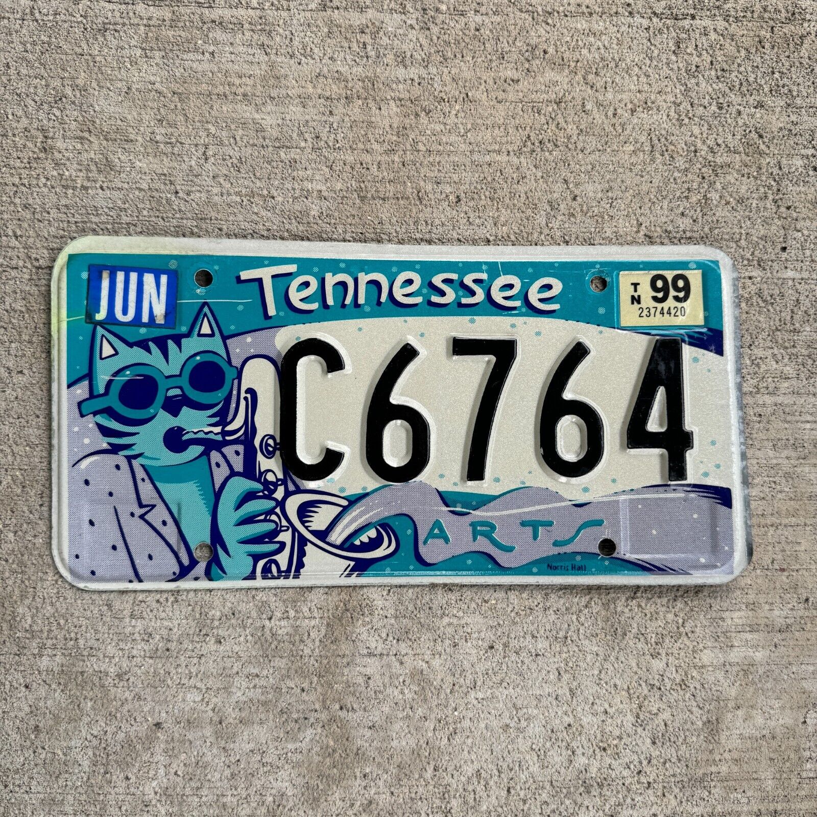 1999 Tennessee Arts License Plate Jazz Cat Cool Jazzy Music Feline Cats TN C6764