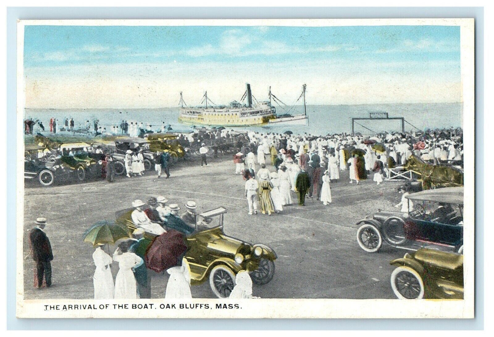 1919 Arrival of the Boat, Oak Bluffs, Massachusetts MA Posted Postcard