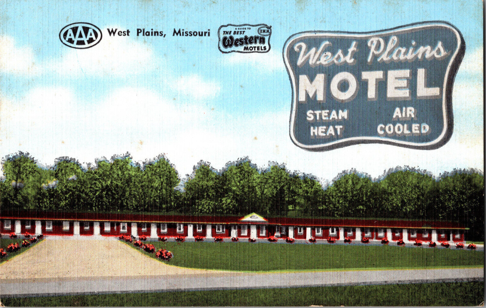 Vtg Postcard, West Plains Motel, The Best Western Motels, Missouri, AAA, Unused