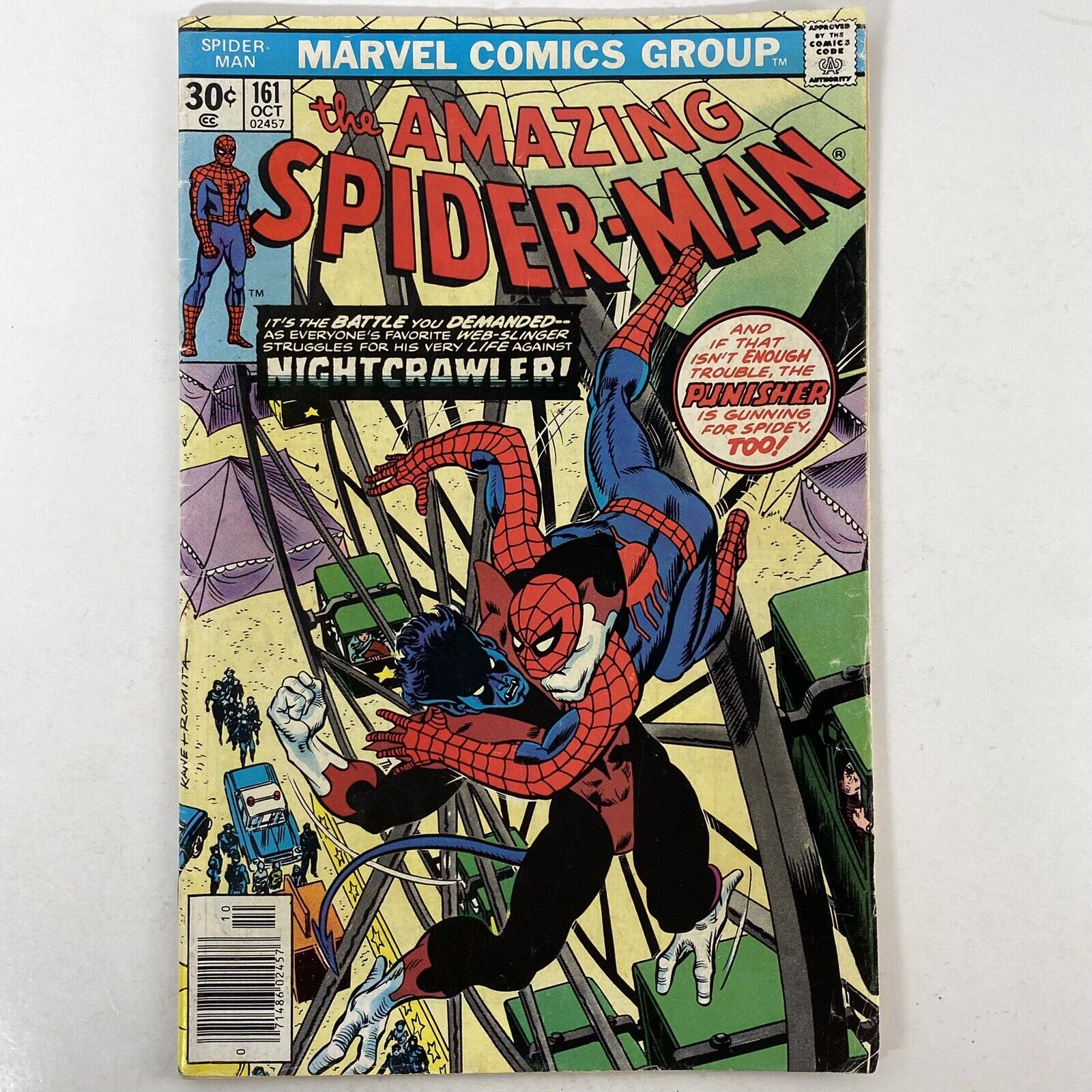 The Amazing Spider-Man #161 Vintage 1976 Marvel Comics Nightcrawler Bag & Board