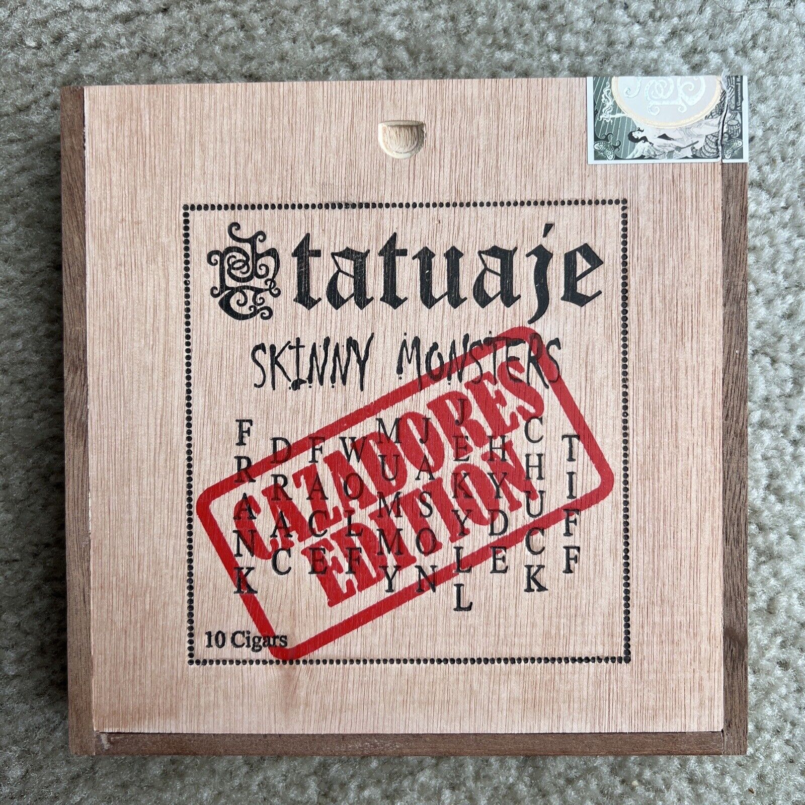 Tatuaje Skinny Monsters Empty Wooden Cigar Box 7 x7 1/8 x1⅛