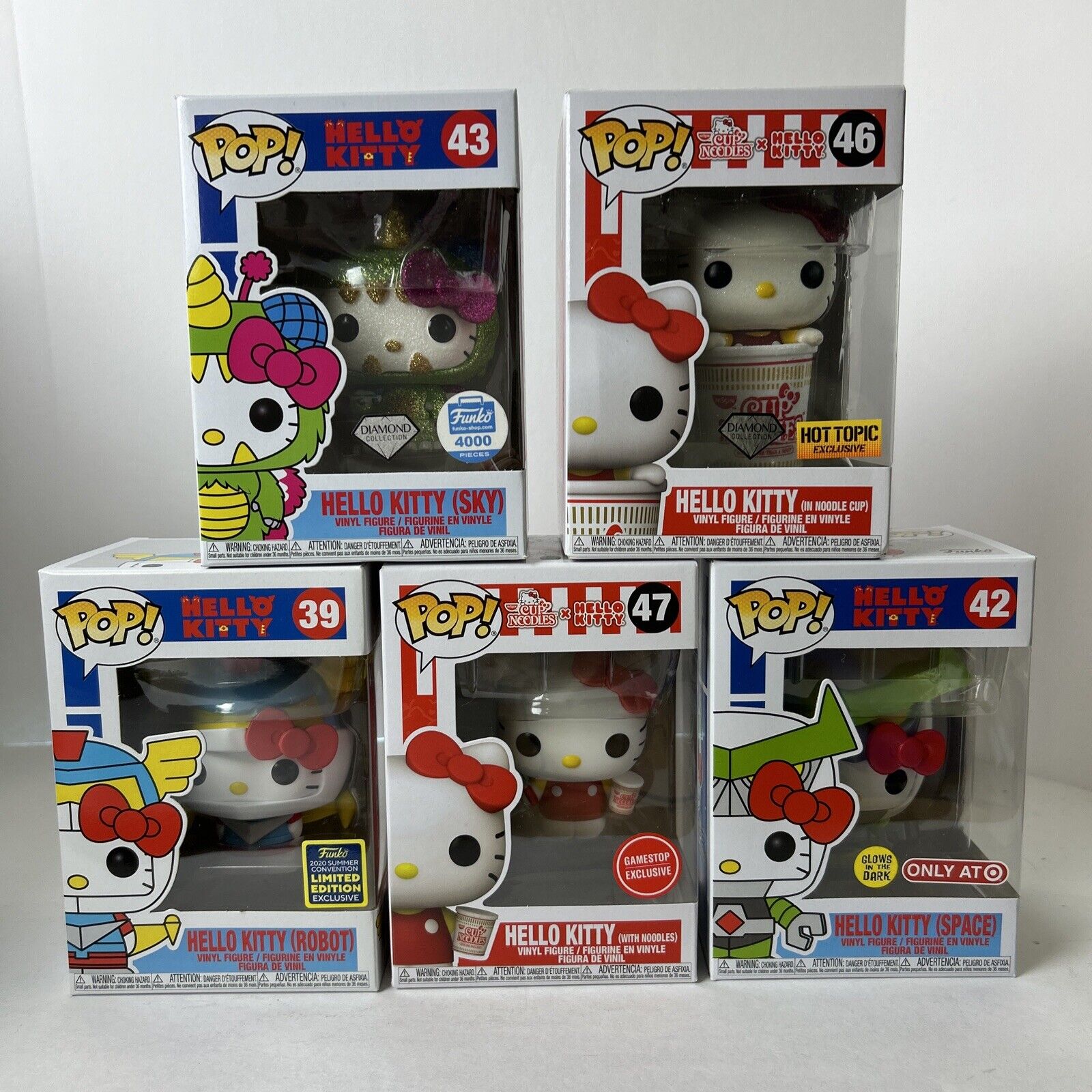 Funko Pop Lot Of 5 Hello Kitty: Hello Kitty Sky Diamond 4000 Pcs, Space, Robot..