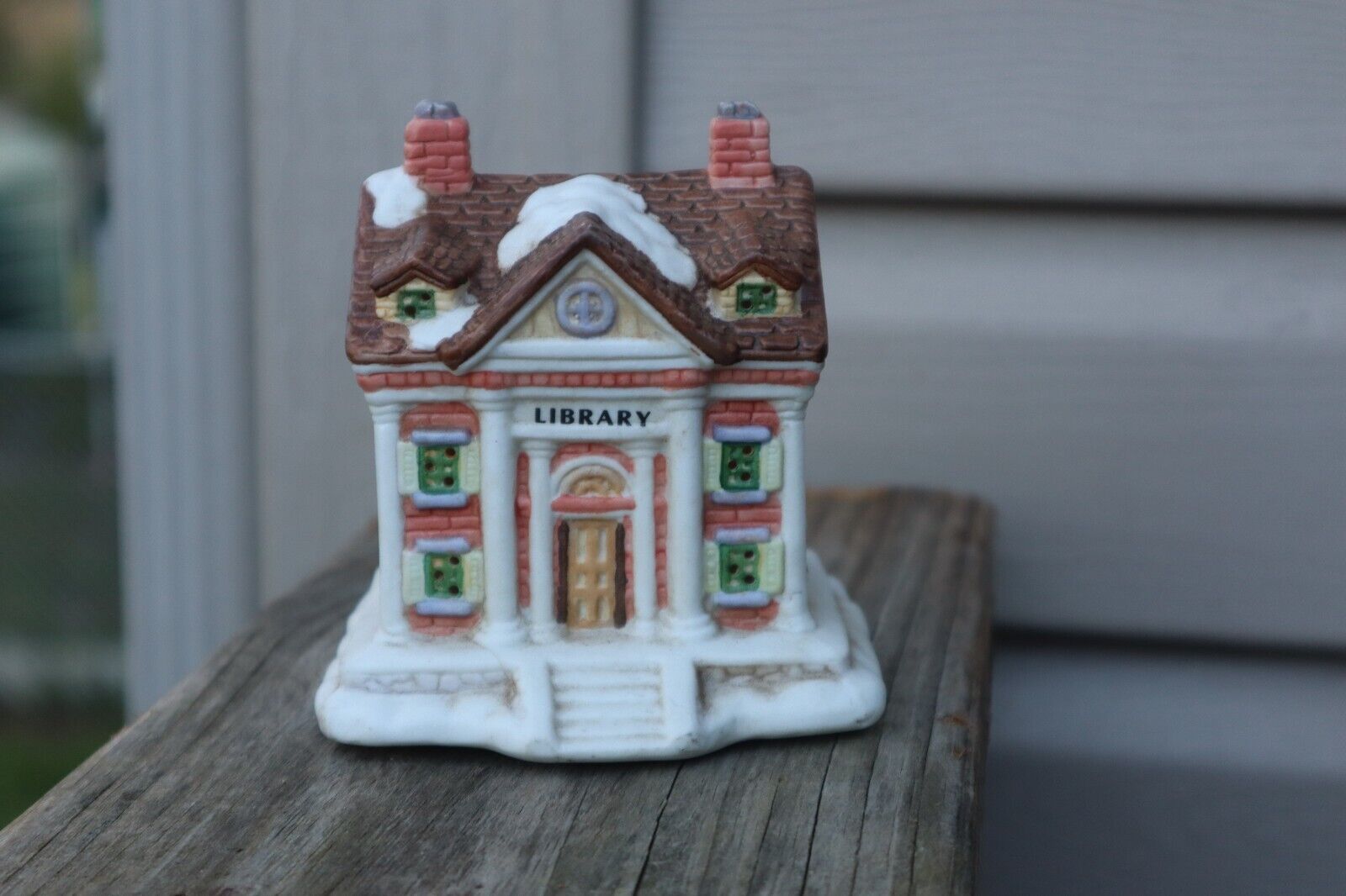 Vintage Snowy Library Christmas Village 1993 Winter Holiday Decoration
