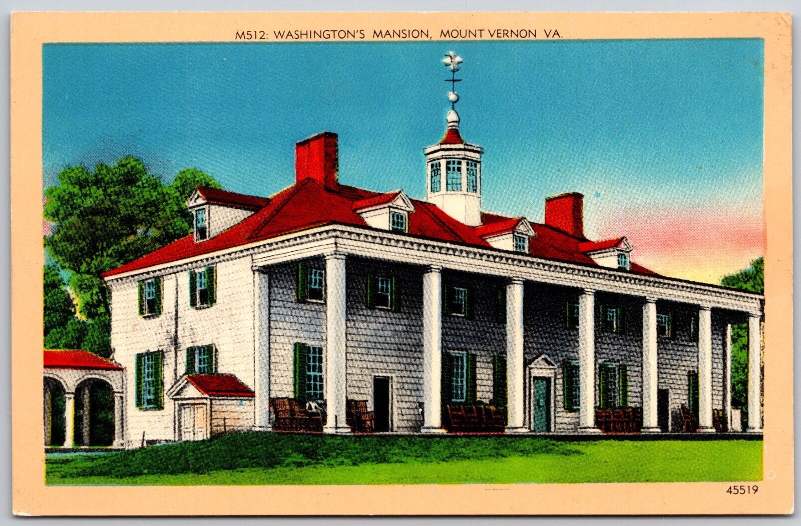 Mount Vernon, Virginia VA  Washington's Mansion  Vintage Postcard  Unposted