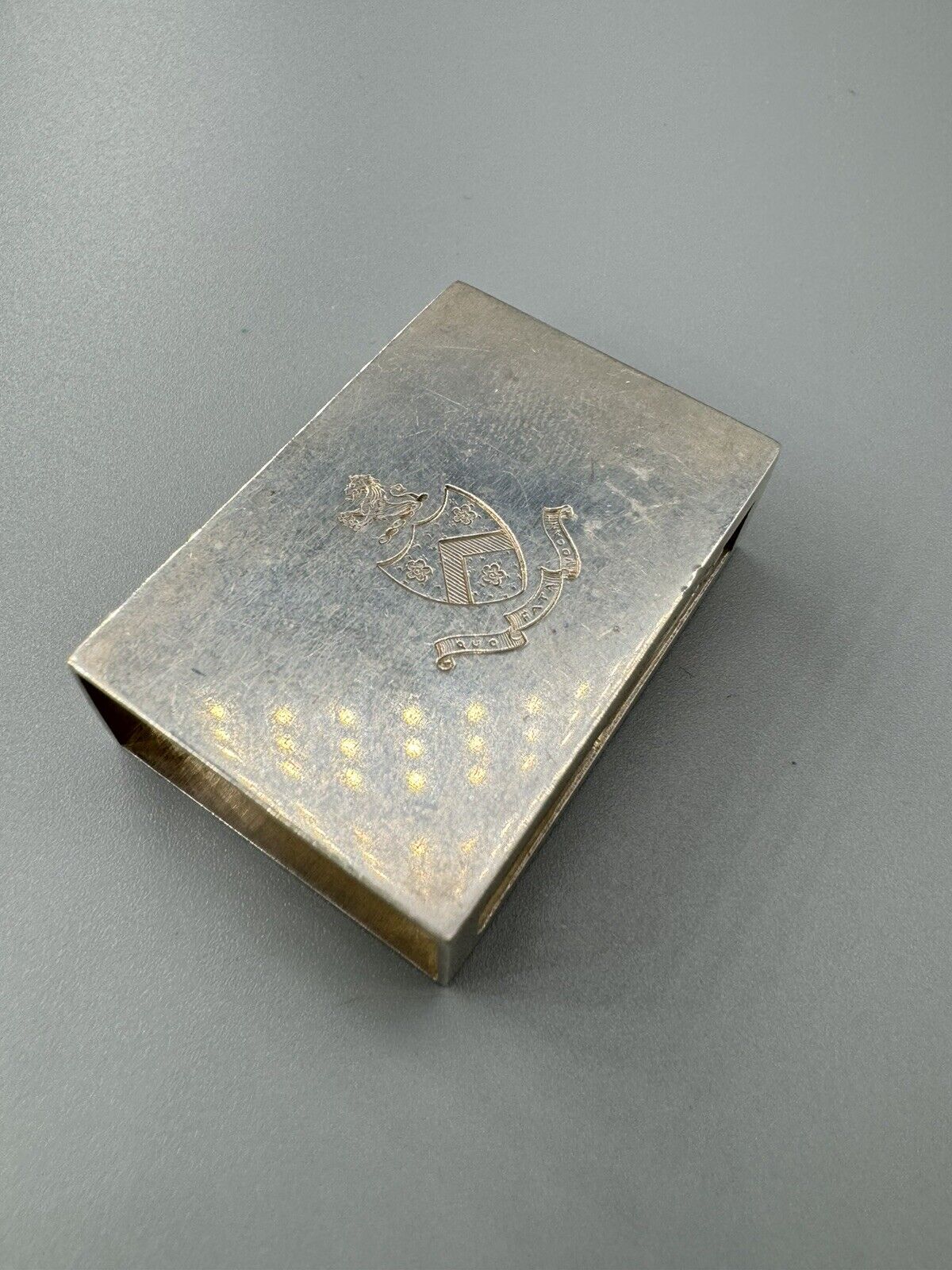ANTIQUE TIFFANY & CO STERLING SILVER 925 MATCH BOX HOLDER MONOGRAMMED EMBLEM 23g