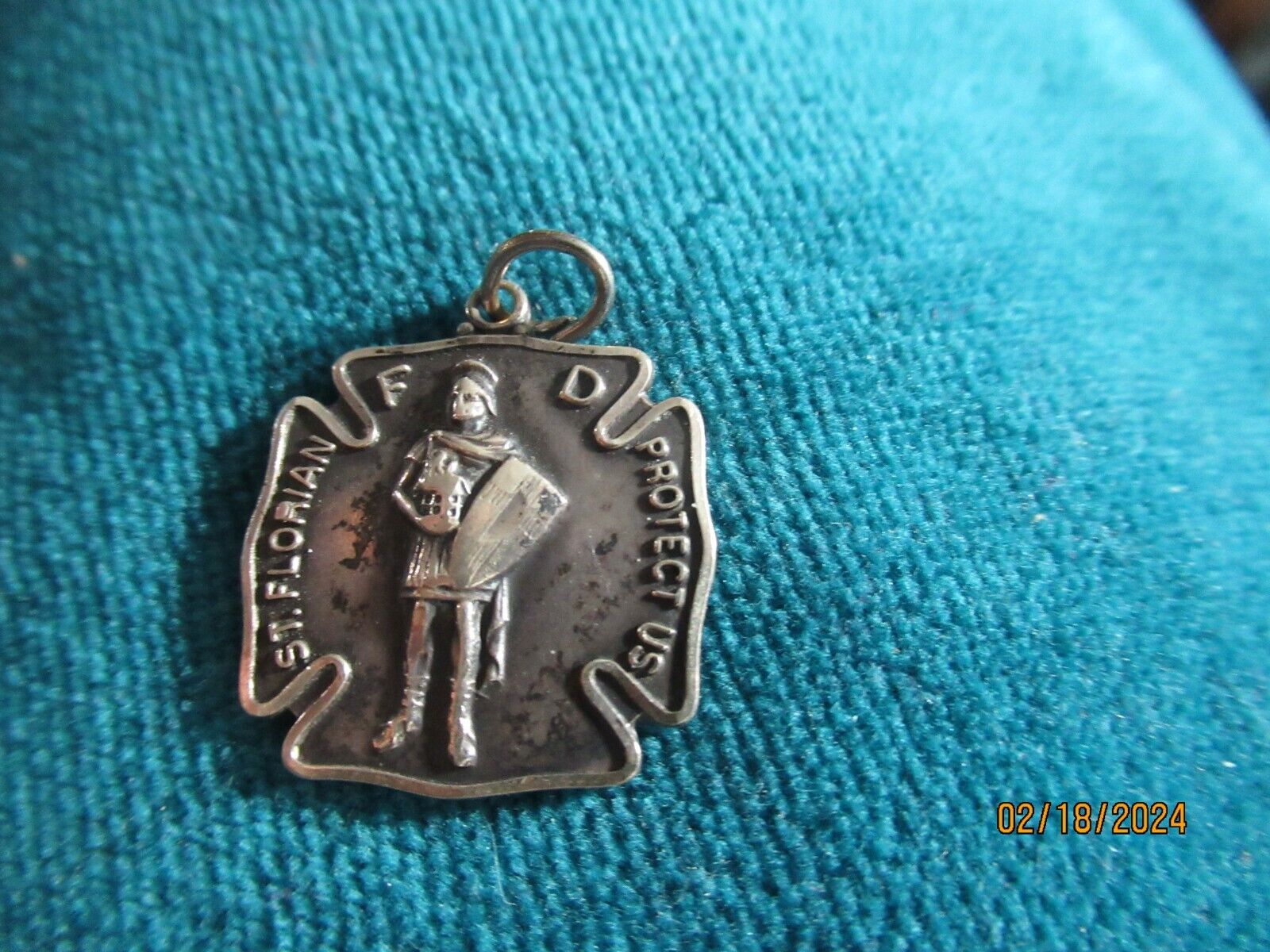 Vintage Sterling Silver St. Florian Firefighter Shield Catholic Protection Medal