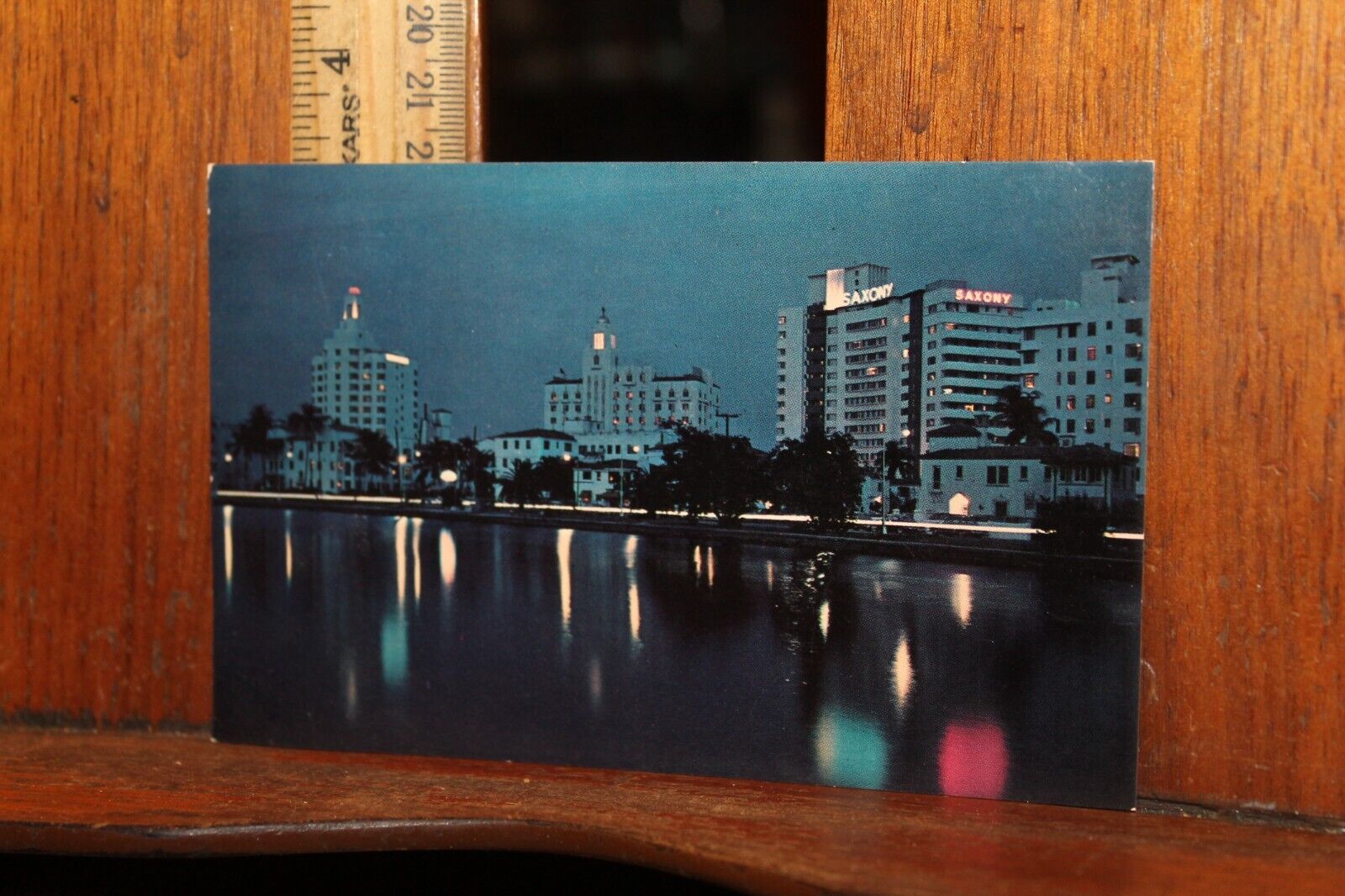 Vintage 1950\'s Florida Postcard Miami Indian Creek Versailles Saxony Hotel 