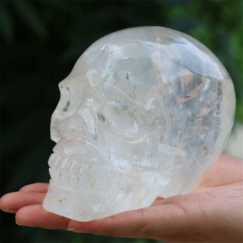 4.1LB Natural Clear Quartz Skull Hand Carved Quartz Crystal Skull Reiki healing