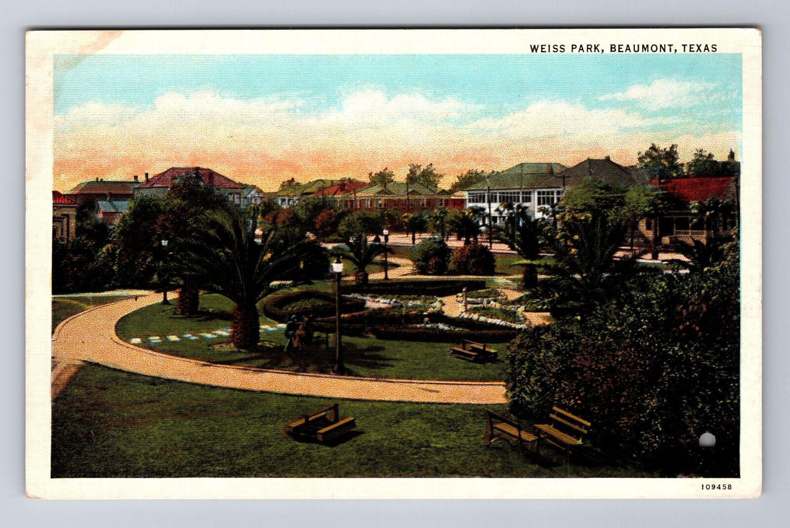 Beaumont TX-Texas, Aerial Weiss Park, Antique, Vintage Souvenir Postcard