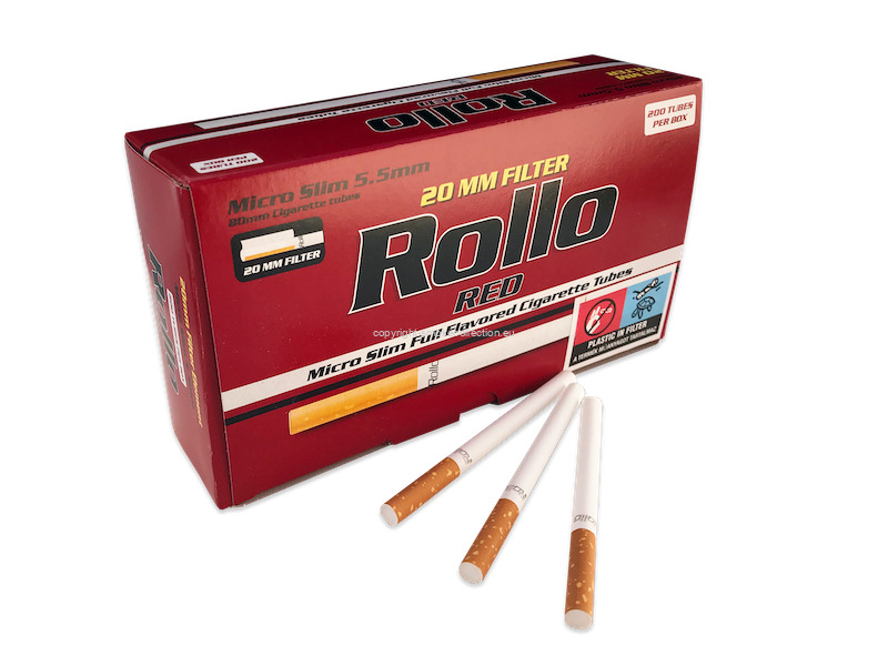 Rollo RED Micro Slim 5.5mm Empty Filter Tubes 20mm filter long 2x200 (400ct.)