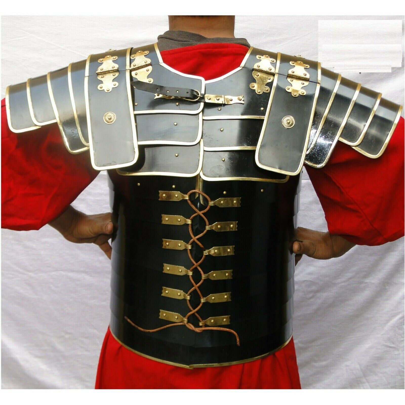 Medieval Steel LORICA SEGMENTATA Knight Warrior Full Black with Brass