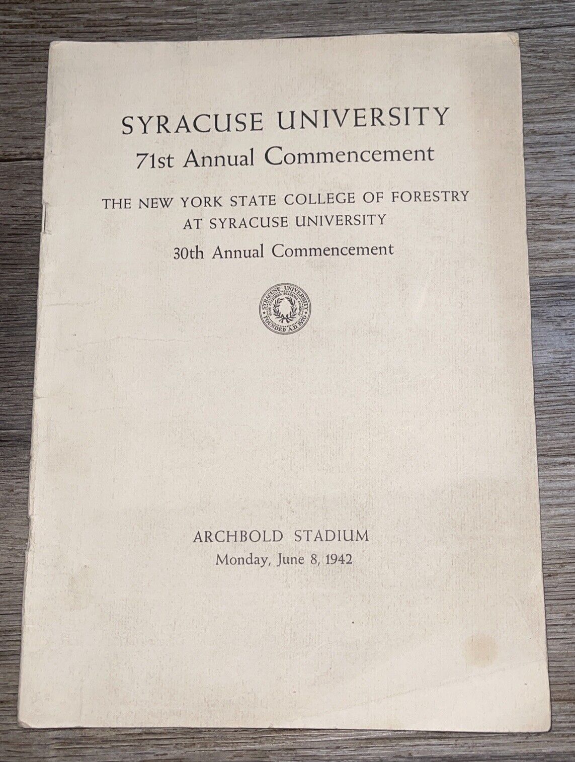 Syracuse University 71st Annual Commencement June 8th, 1942