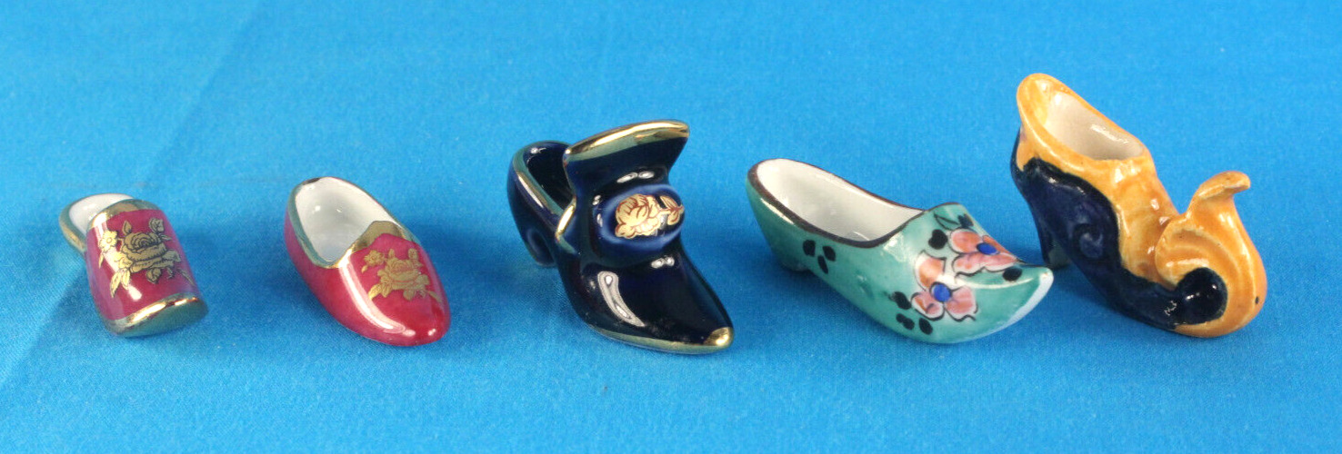 Five Tiny Limoges & French Porcelain Shoes - Group 5
