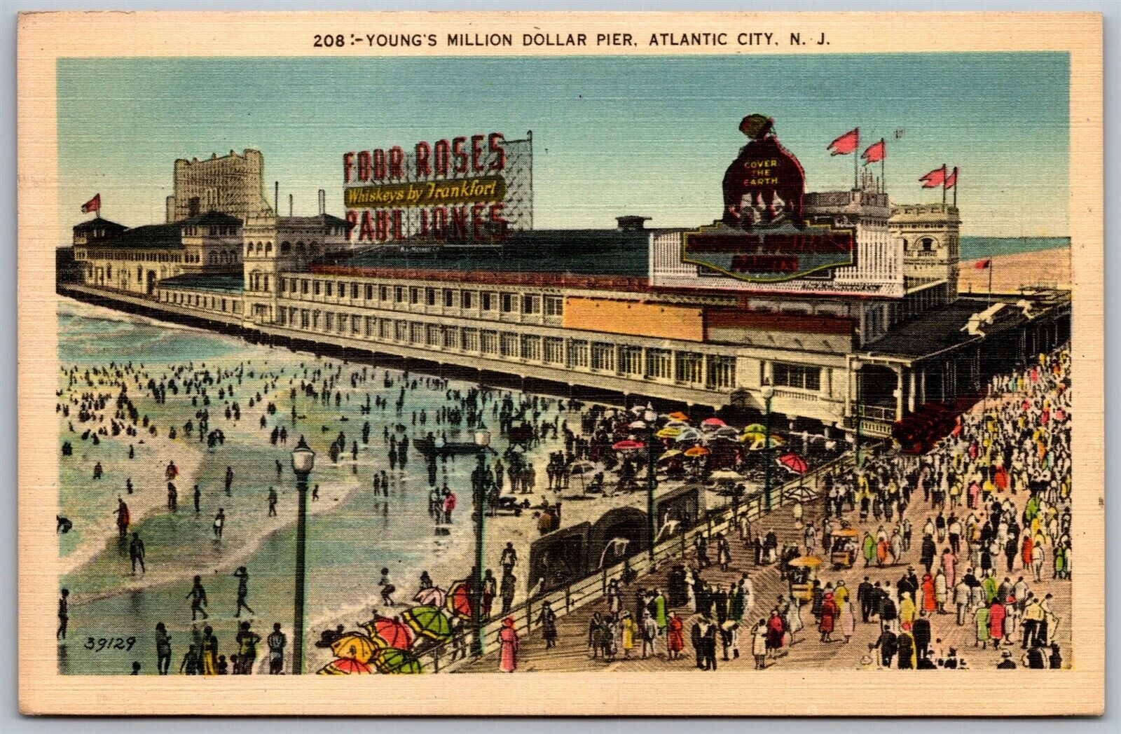 Vtg Atlantic City New Jersey NJ Youngs Million Dollar Pier Boardwalk Postcard
