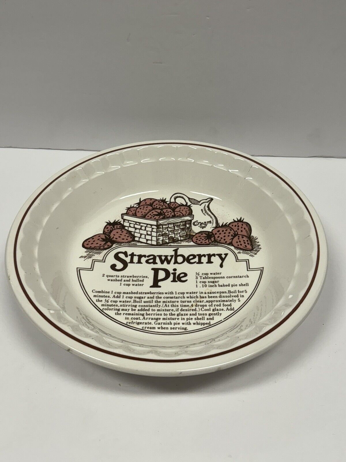 Vintage Strawberry Pie Recipe Royal China Jeannette Pie Plate   11\