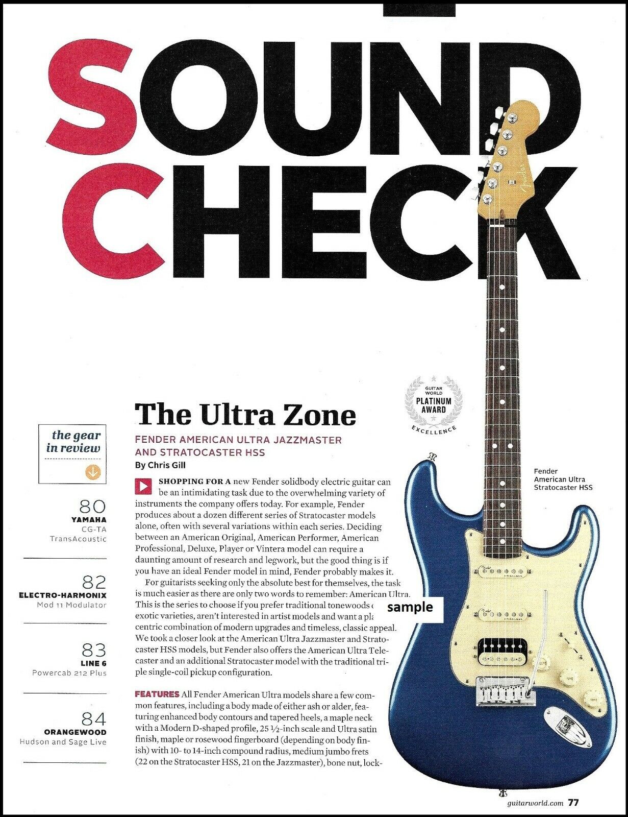 Fender American Ultra Stratocaster HSS & Jazzmaster guitar sound check review