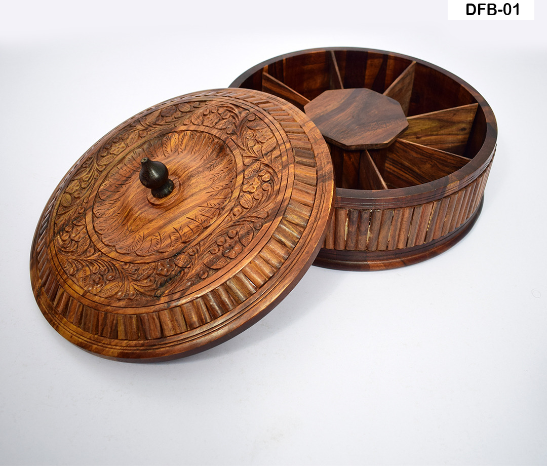 Hand Carved Wooden Dry Fruit Box