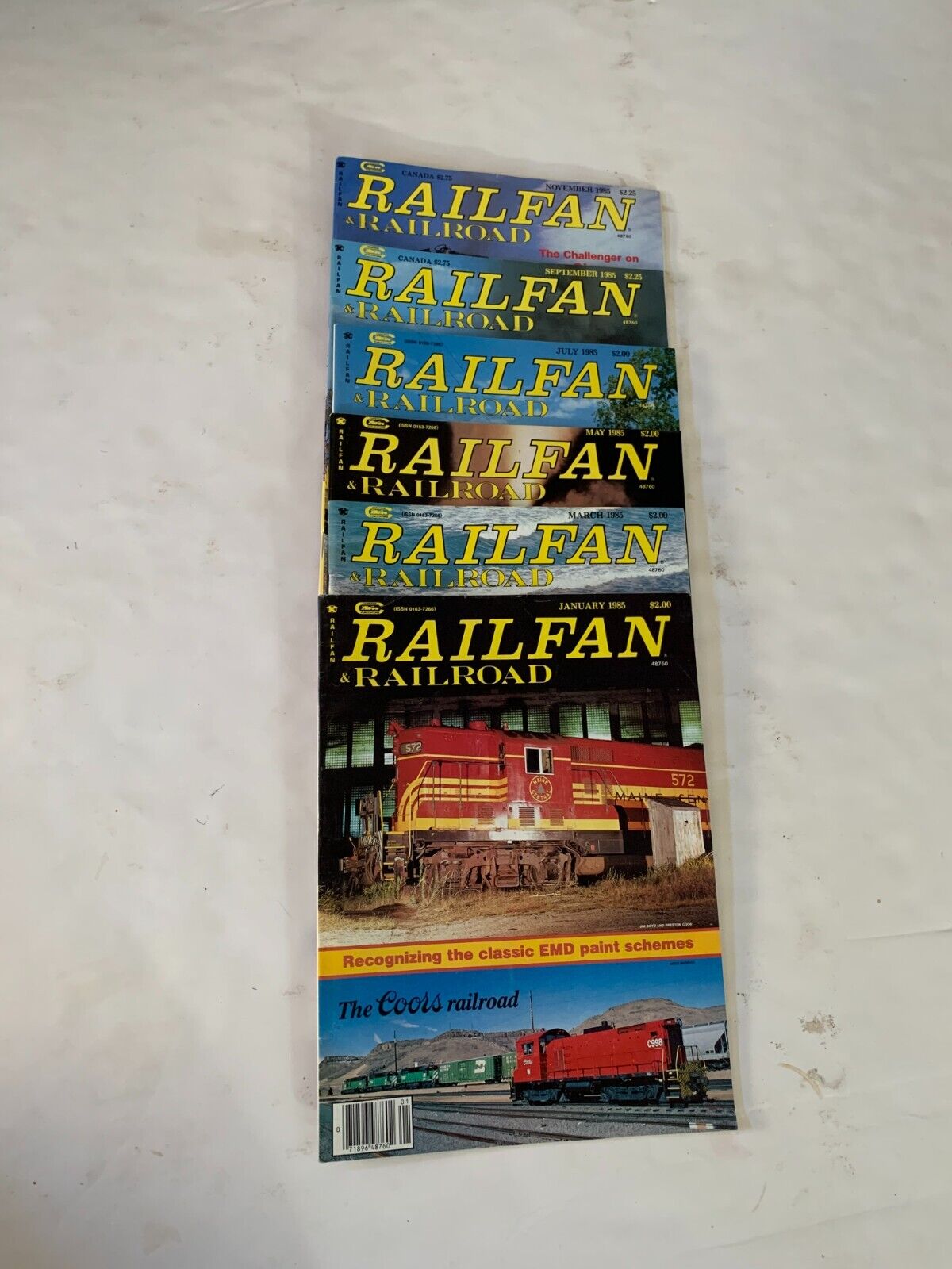 Railfan & Railroad magazines 1985 Lot of 6
