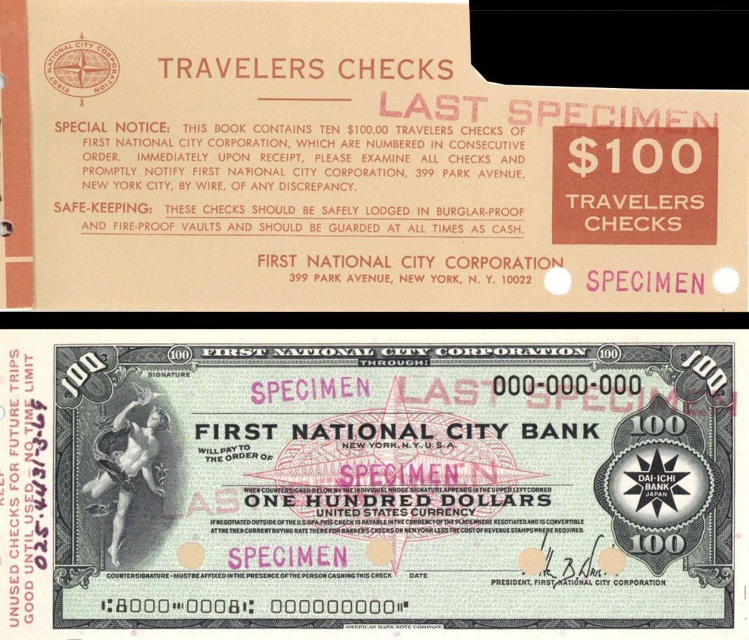 $100 Dollar - First National City Bank of New York - Later known as Citibank - A