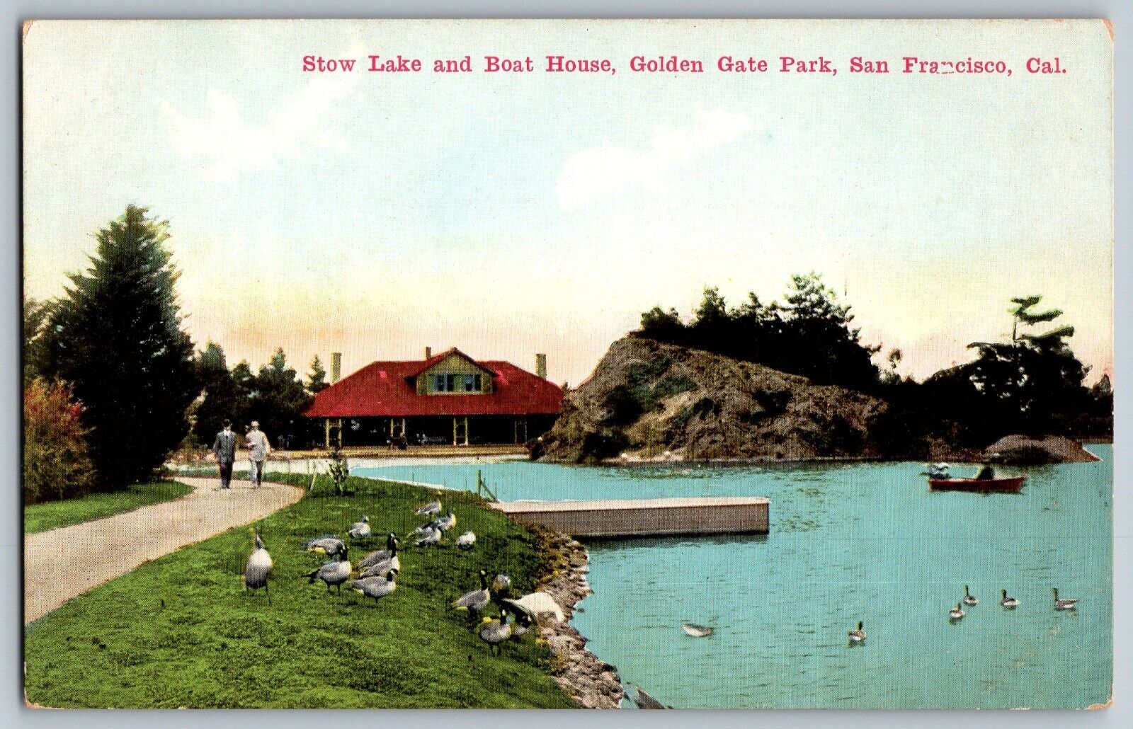 San Francisco, California - Stow Lake & Boat House - Vintage Postcard - Unposted