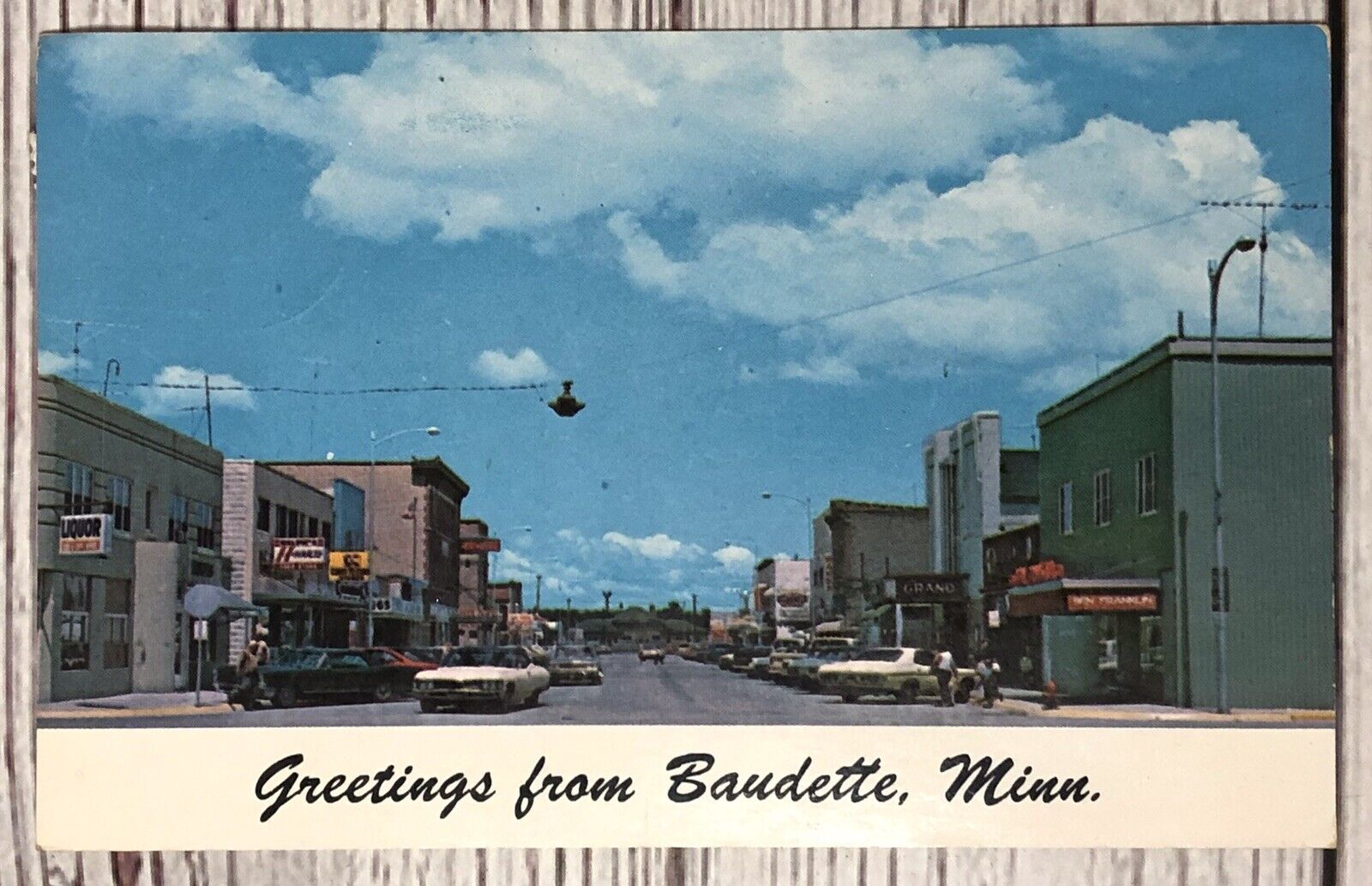 Greetings From Baudette Minnesota Business District Main Street Vtg Postcard.