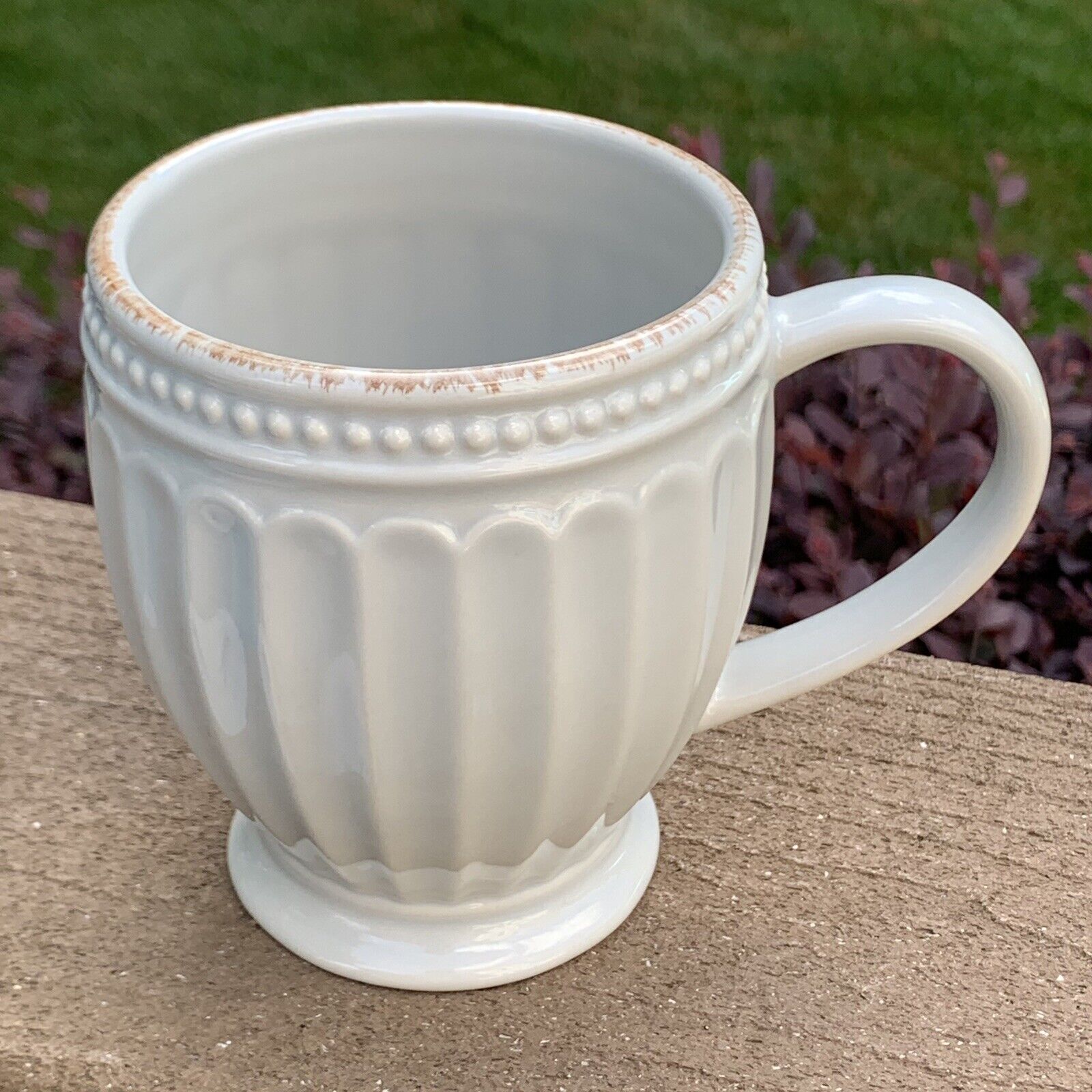 Lenox French Perle Groove Grey Coffee Mug Tea Cup EUC
