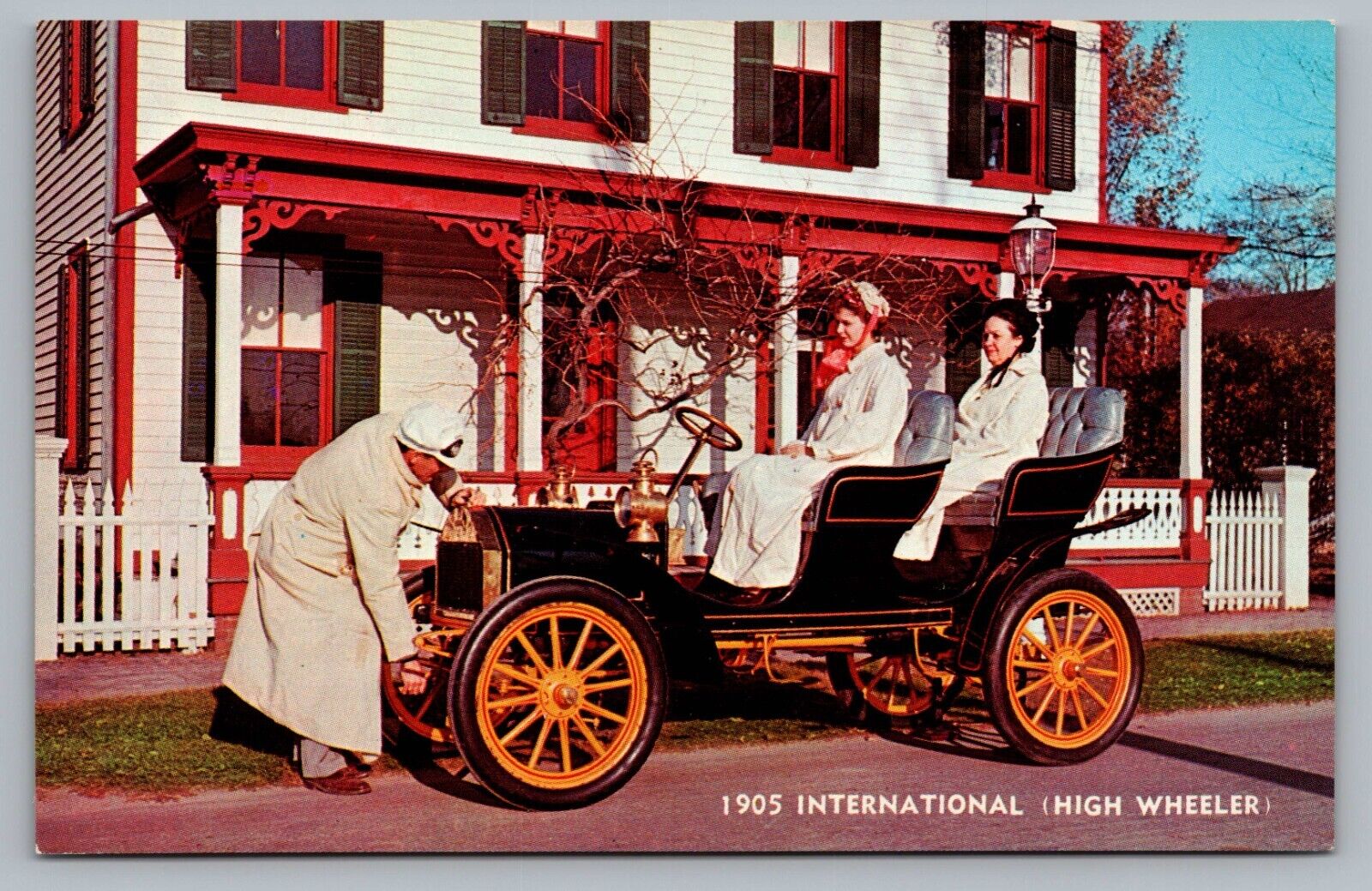 1905 International High Wheeler Antique Car Automobile Postcard Vintage F6