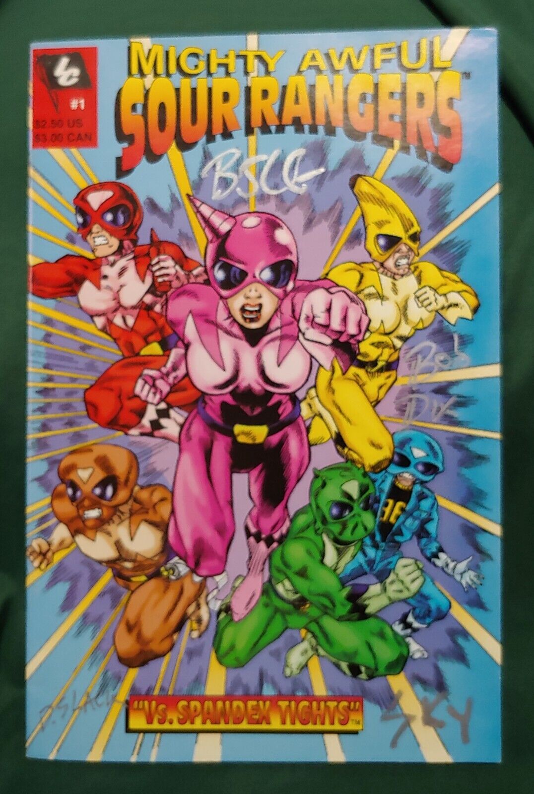 #1 Mighty Awful Sour Rangers Comic Book Signed By B.J.L.G. / Sky / Bob / D.Slack