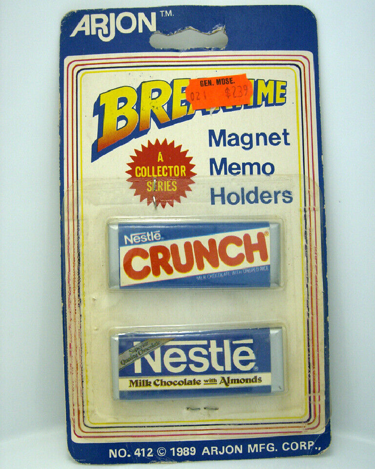 Vintage Nestles Crunch Bar MAGNETS 1989 Breaktime SEALED NOS - 
