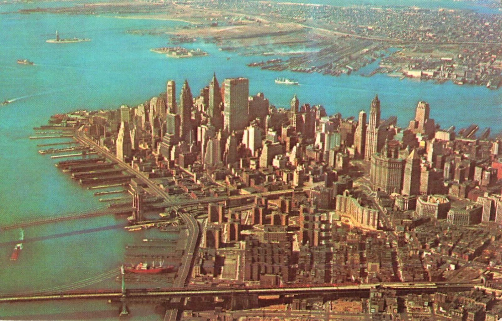 Vintage Postcard, Lower Manhattan Skyline, New York City, NY*