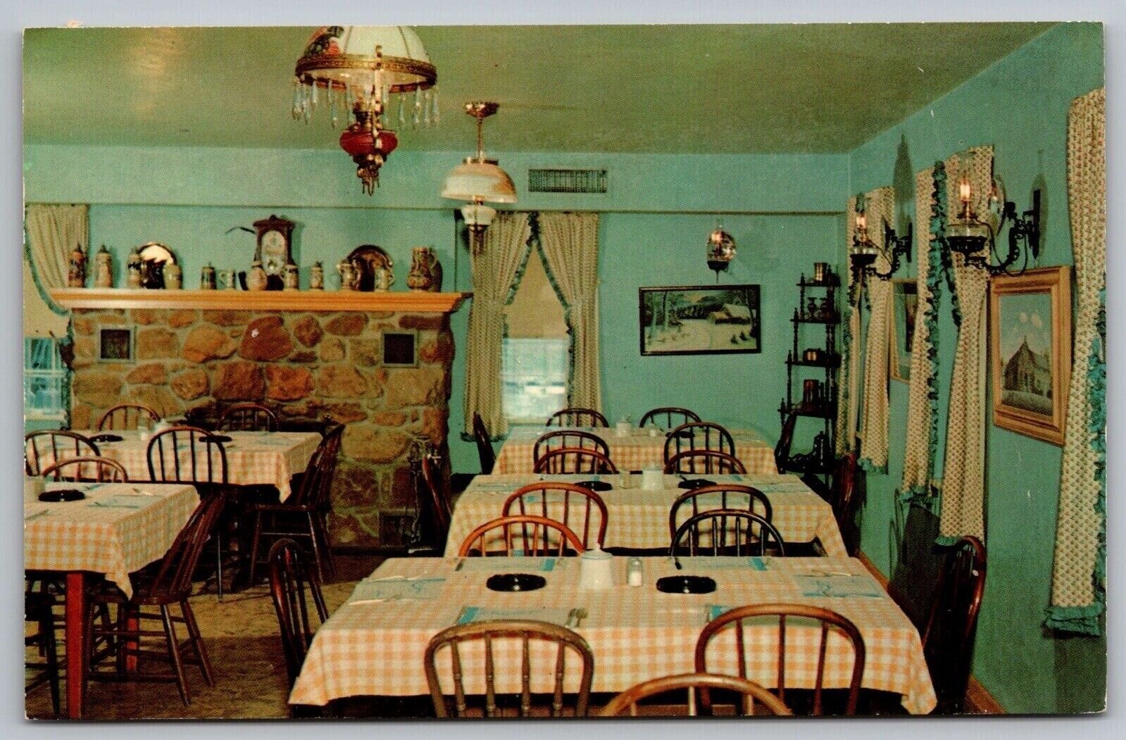 Blue Room Ox Yoke Inn Amana Iowa Original Interior Historic Vintage UNP Postcard
