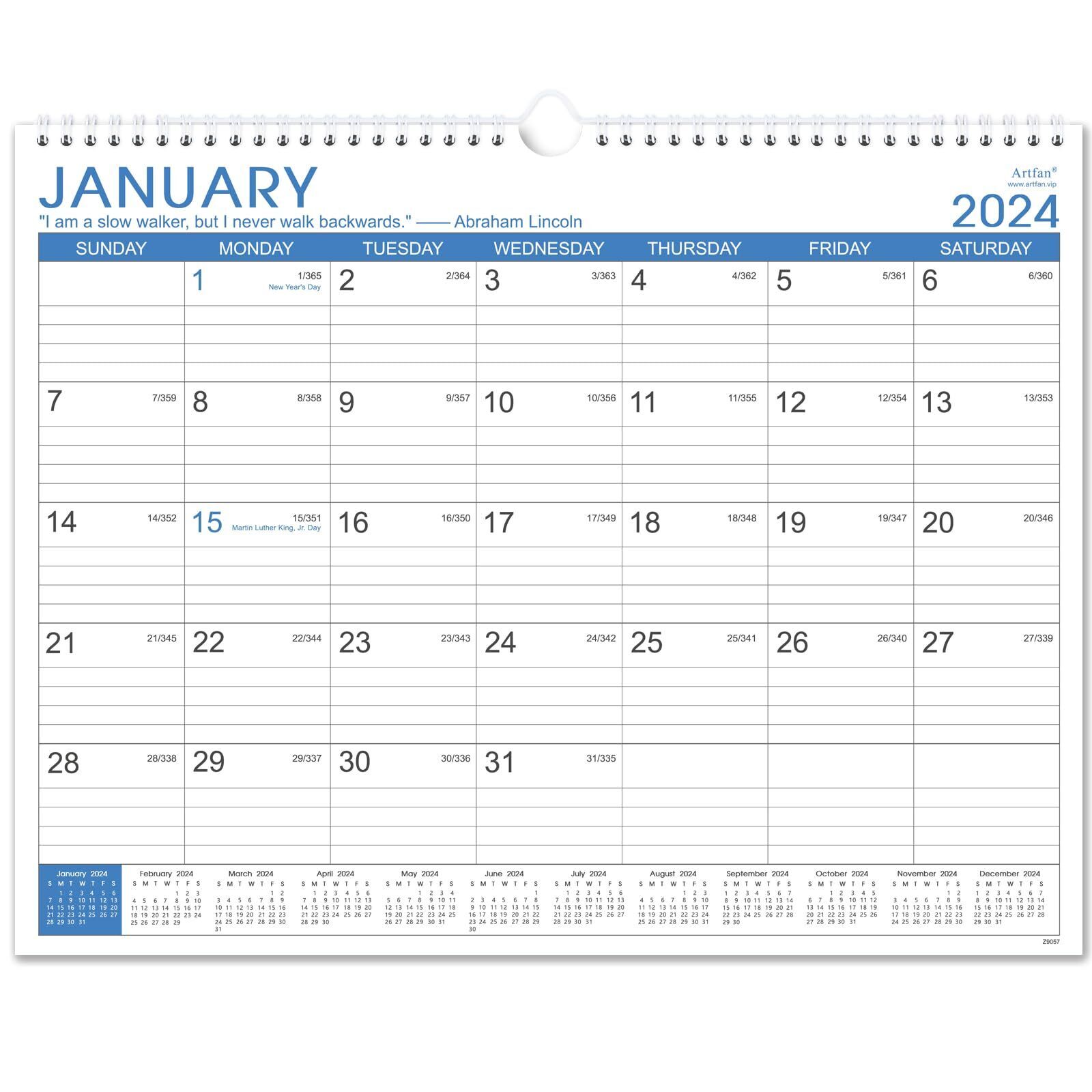 2024 Calendar - 2024 Wall Calendar, JAN 2024 - DEC 2024, 12 Monthly Wall Cale...