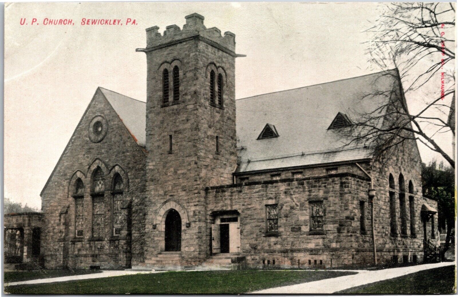Sewickley PA U.P. Church c.1910 Vintage Postcard
