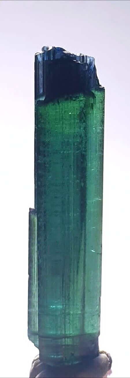 Beautiful peacock color tourmaline tabular long crystal.  N