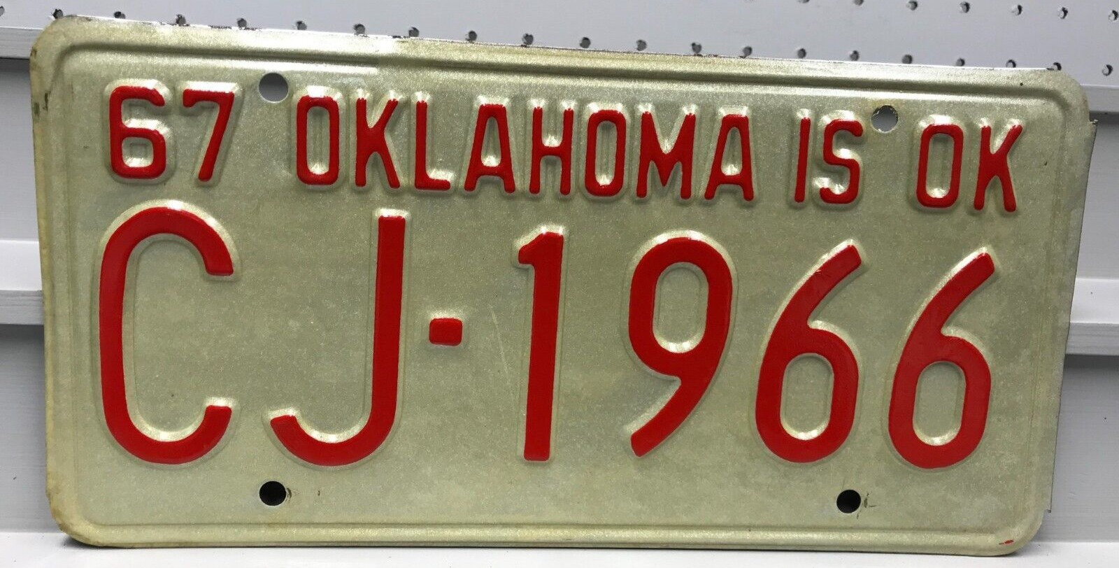 1967 Oklahoma License Plate CJ-1966