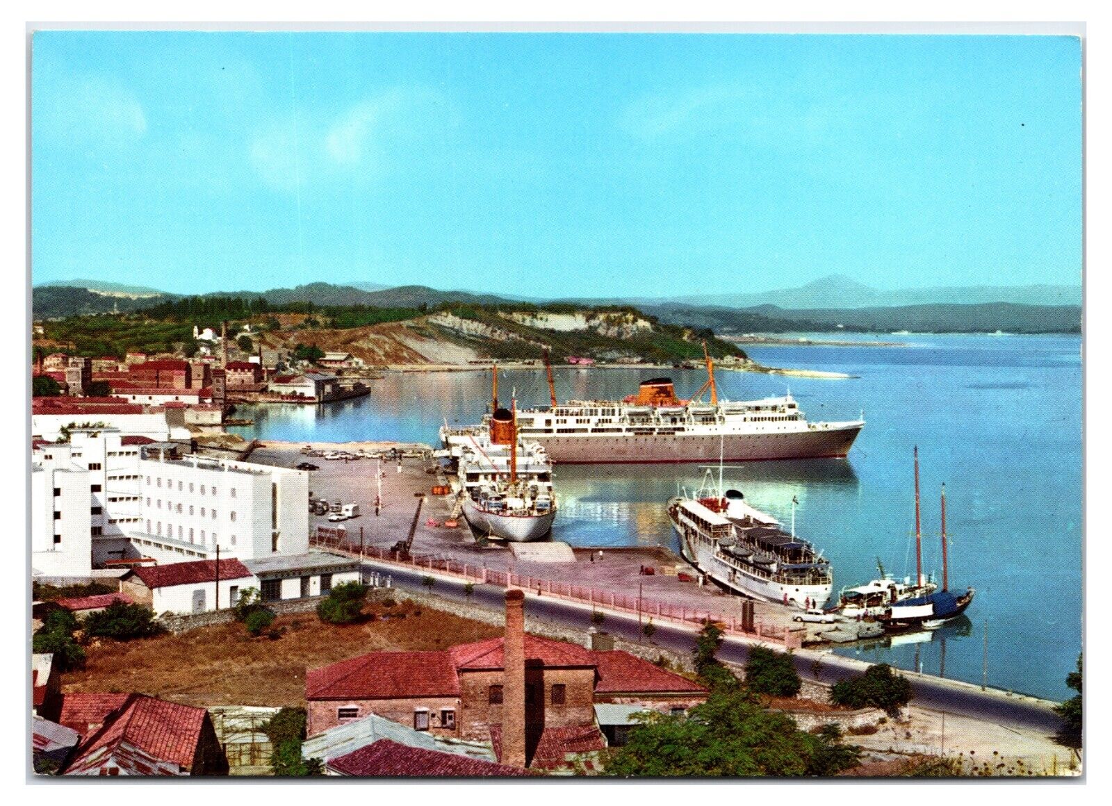 Vintage 1970s - The New Port of Corfu, Greece Postcard (UnPosted)