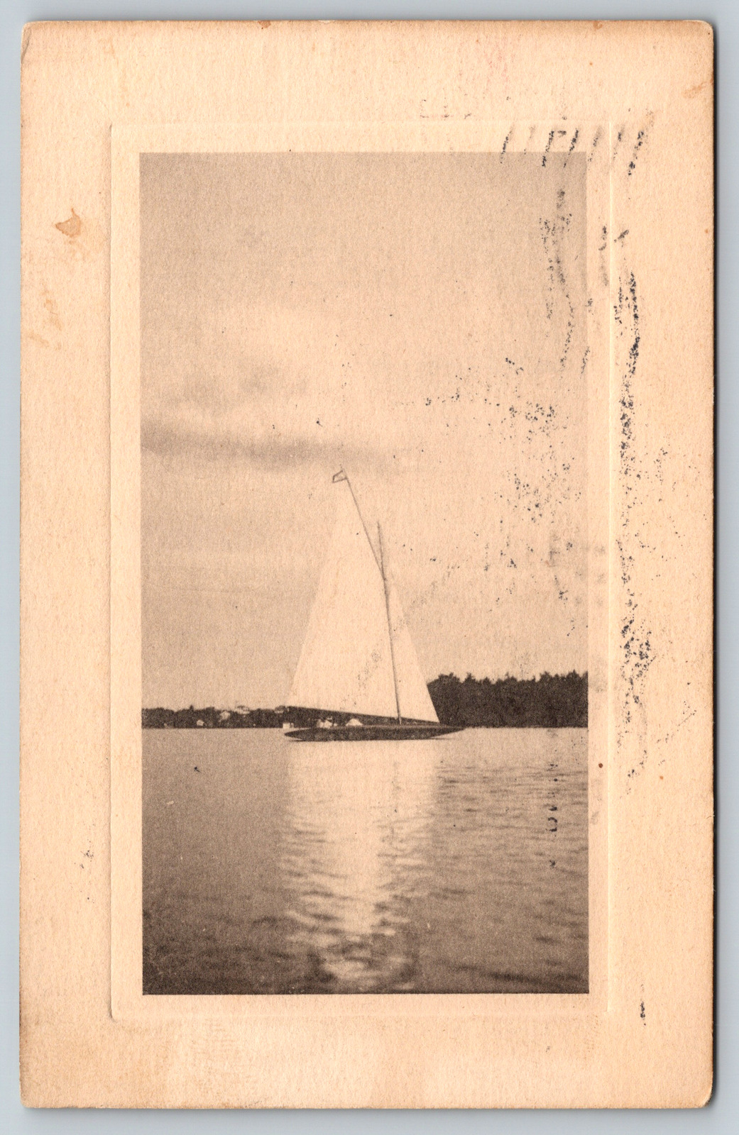 Sailboat Ship c1910s Lake River Antique Vintage Postcard
