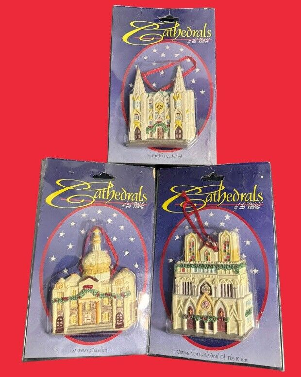 1992 Giny Cathedrals Of The World Christmas Ornaments Lot Of 3 Ornaments.