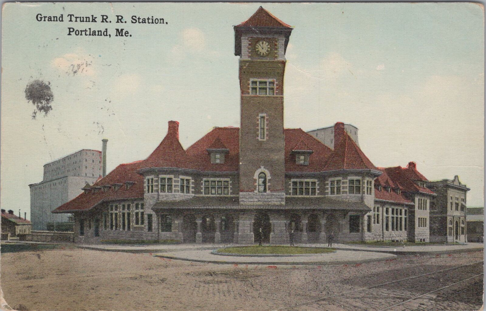 Grand Trunk R.R. Railroad Train Station, Portland Maine 1913 Postcard