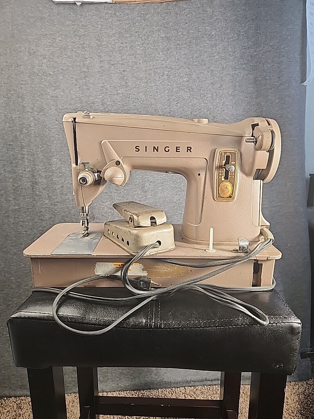 Vintage Singer 329k Sewing Machine Great Britain With Pedal 960 13608M Untested