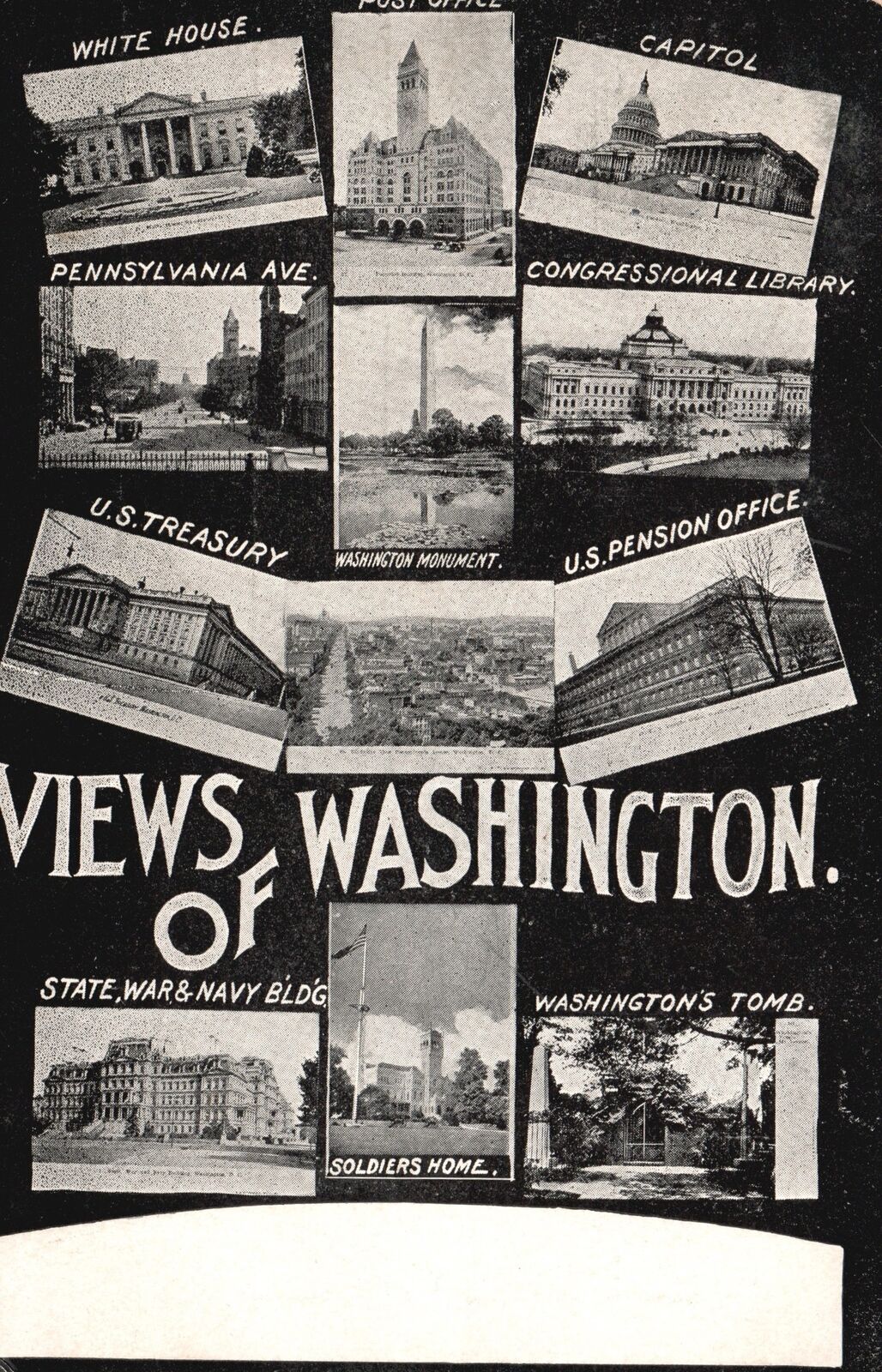 Vintage Postcard 1909 Views of Washington Landmarks and Historical Buildings