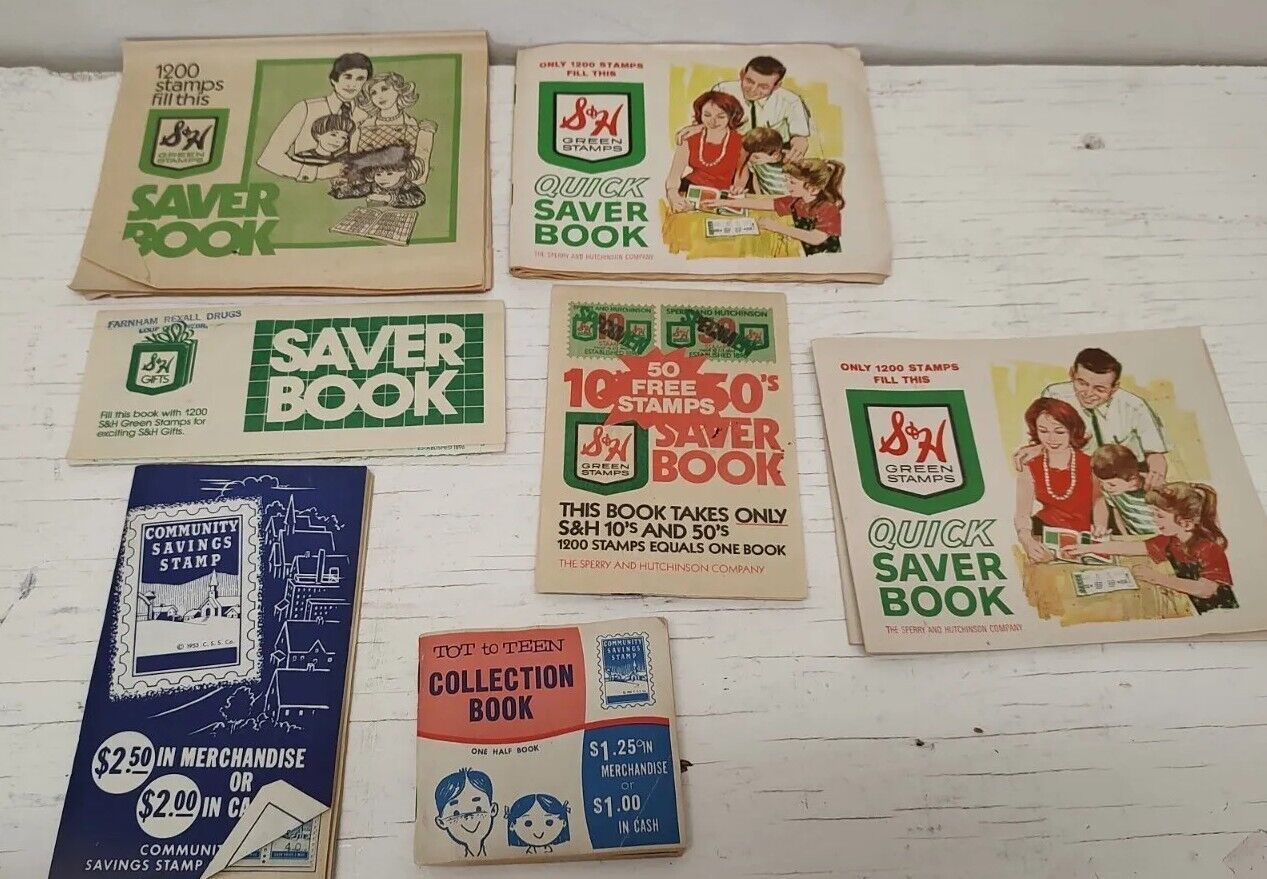 Lot Vtg S&H Green Stamps & Blue Community Stamps Collectible 1950\'s &  1960\'s