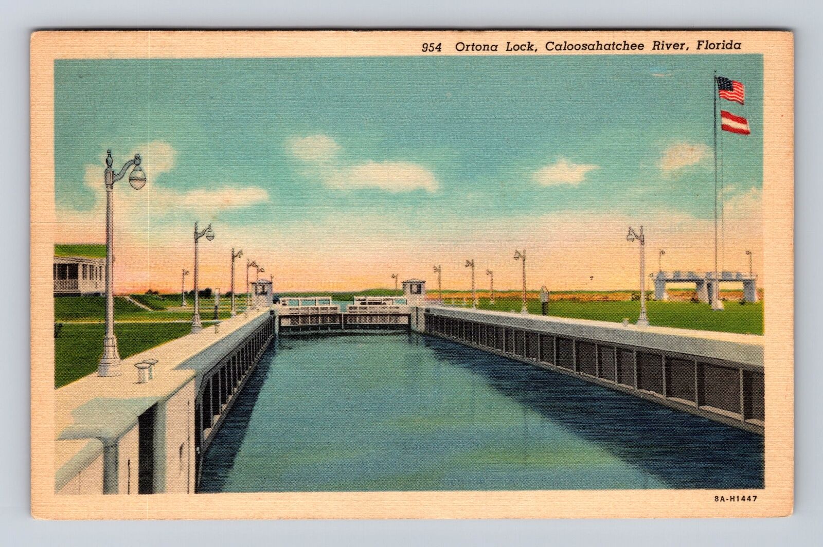 Caloosahatchee River FL- Florida, Ortona Lock, Antique, Vintage c1939 Postcard
