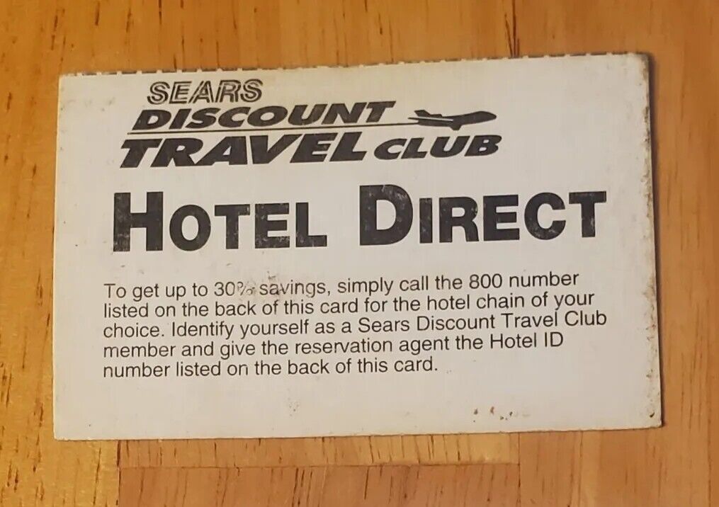 Sears Discount Travel Club Hotel Direct Card