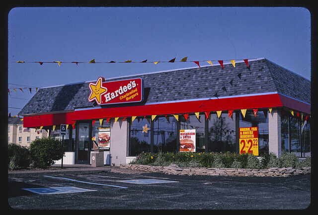 Hardee\'s Restaurant Route 61 Charboiled Burgers Burlington Iowa 1980s Old Photo