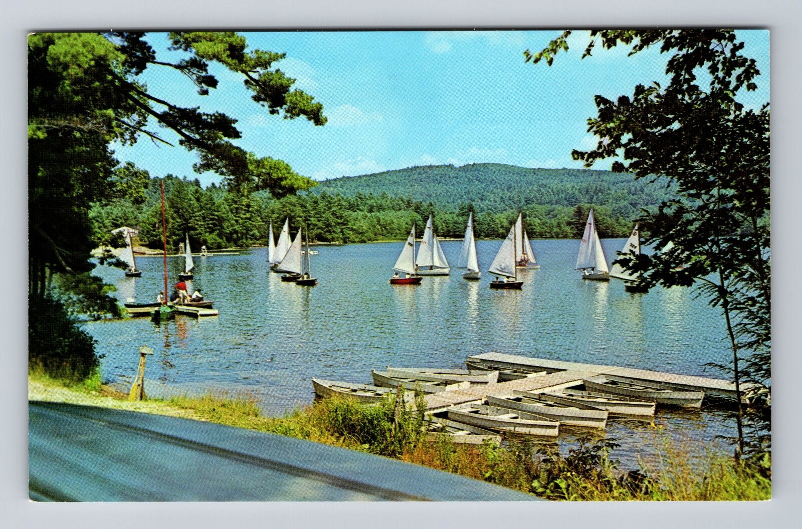 Crescent Lake ME-Maine, Sailing at Dr Johnsons Camps, Vintage Postcard