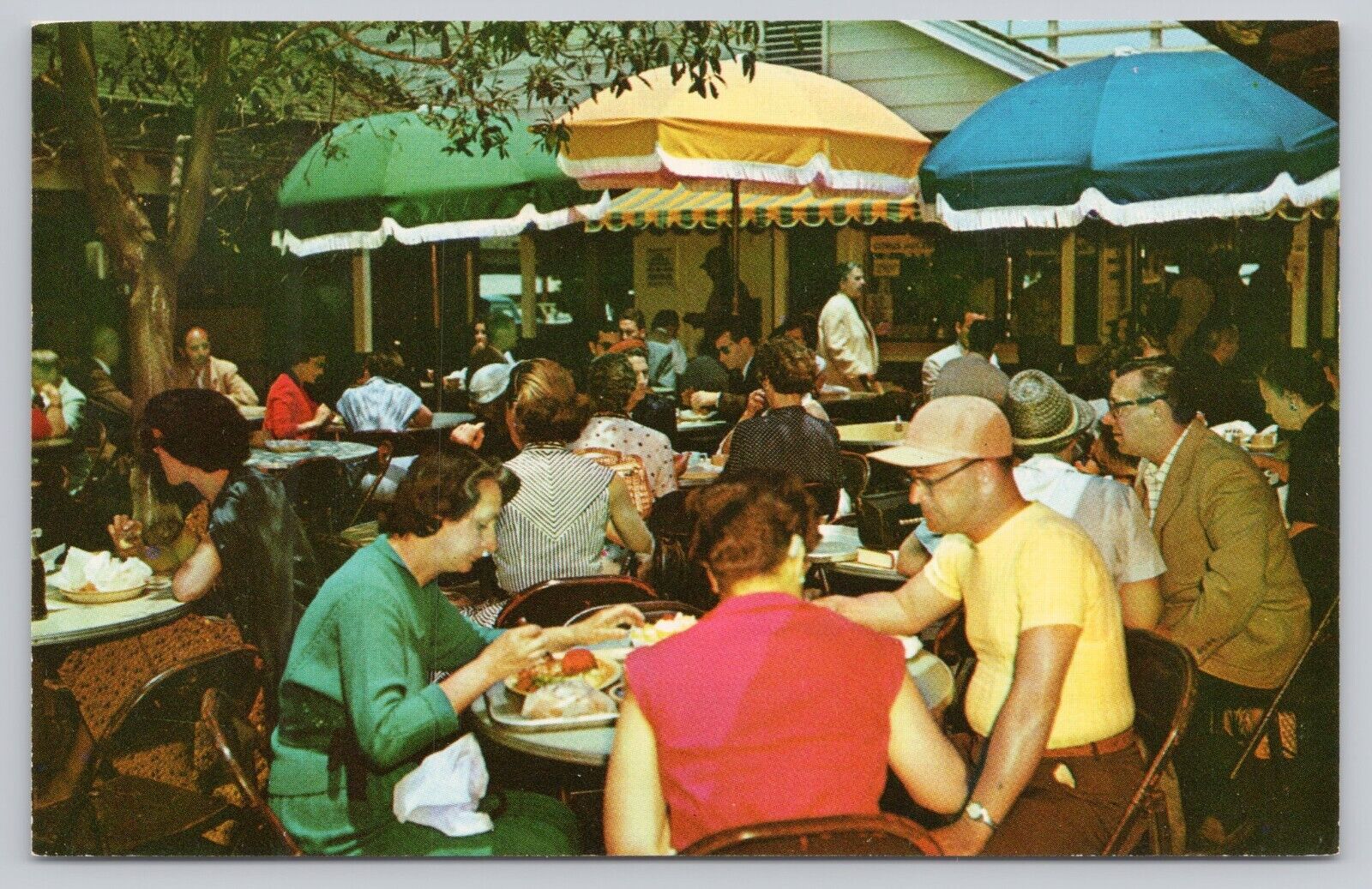 Hollywood California, Farmers Market Outdoor Dining, Vintage Postcard
