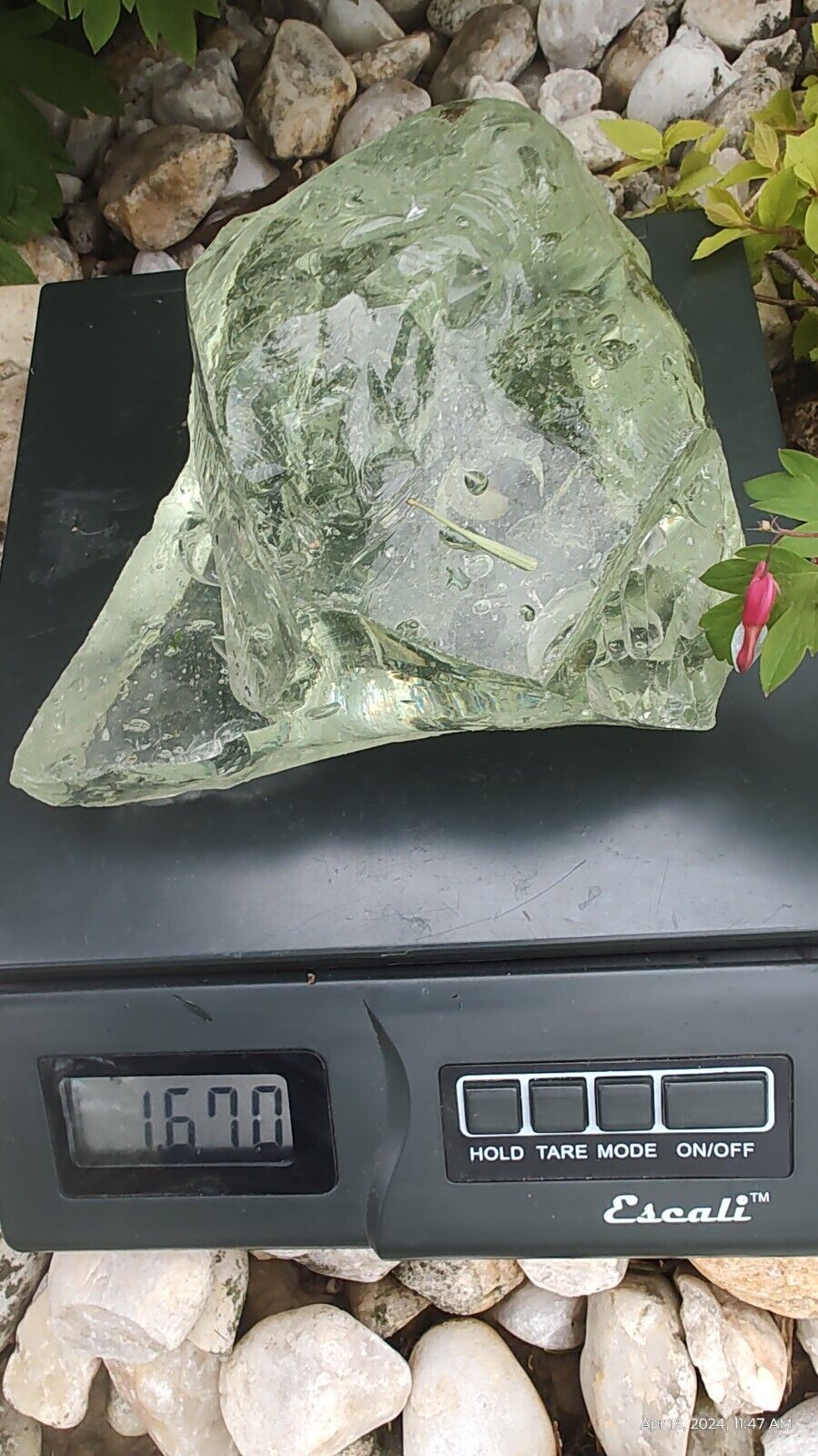 Large Master Andara Crystal Specimen Green with bubbles Joy Pure Love 1670 Gram