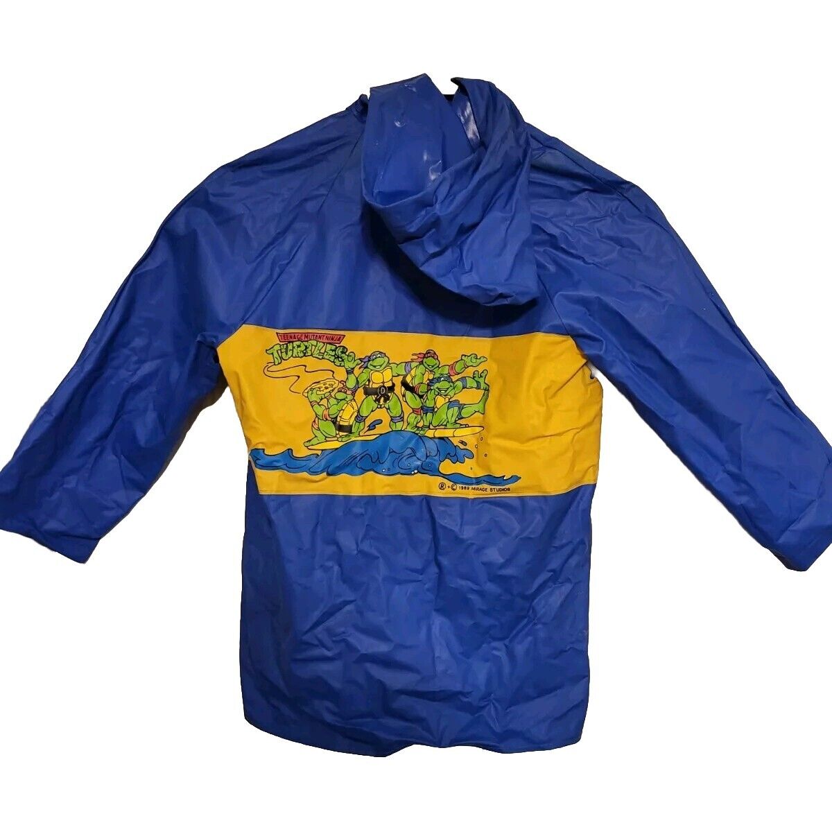 Vtg 1989 Teenage Mutant Ninja Turtles TMNT Rain Coat Jacket Kids Size 6 80s Y2k