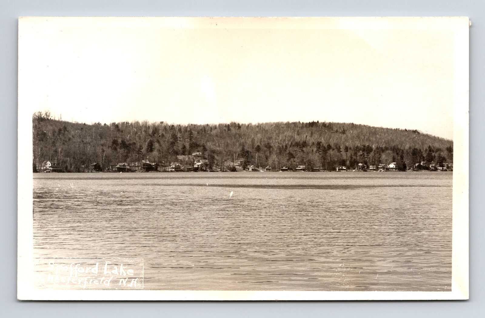 RPPC Scenic View of Spofford Lake Lakefront Homes Chesterfield NH Postcard